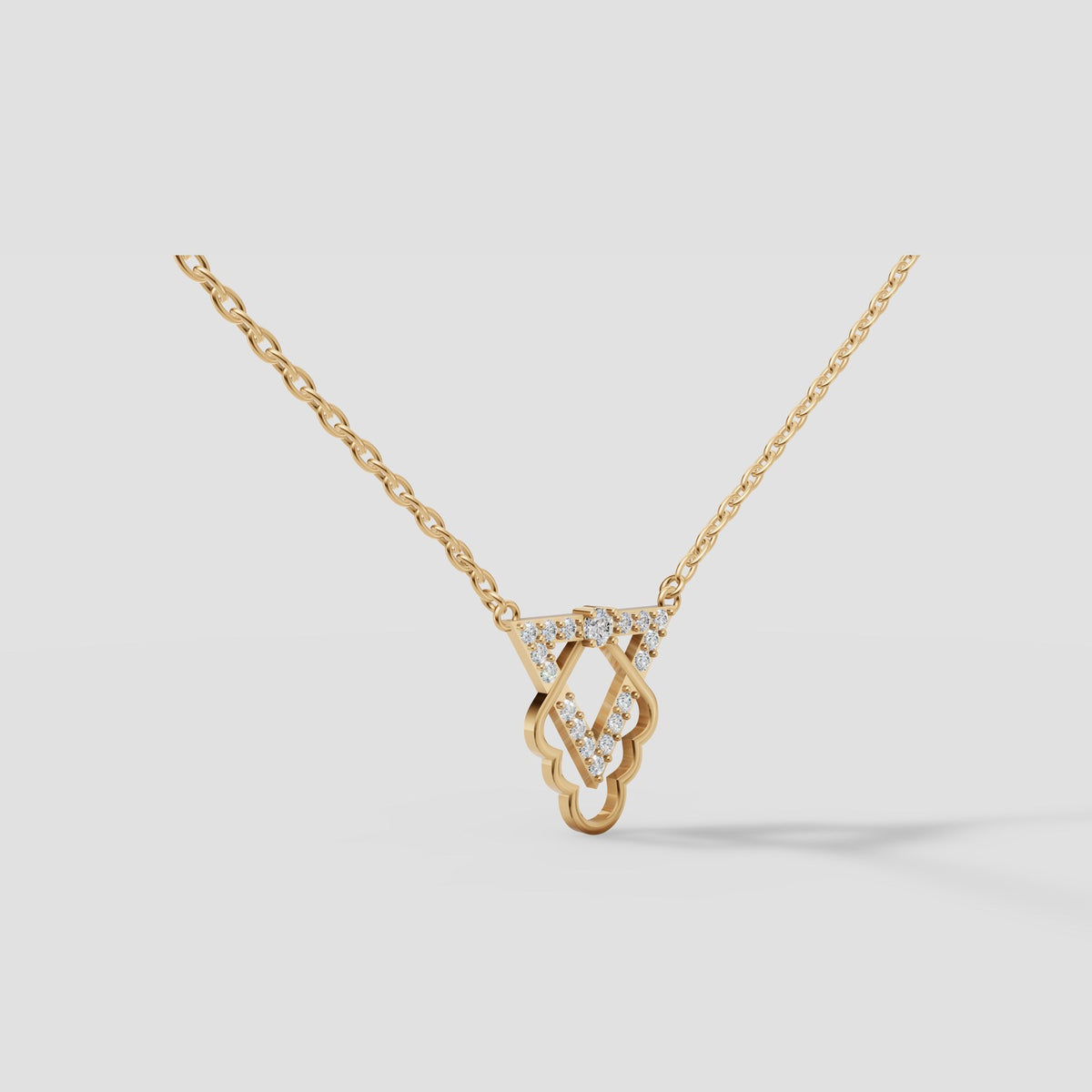 Prism Open Heart Necklace in Yellow Gold