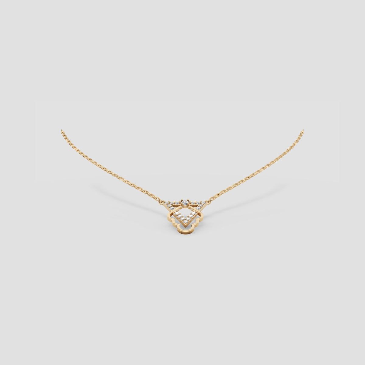 Prism Open Heart Necklace in Yellow Gold