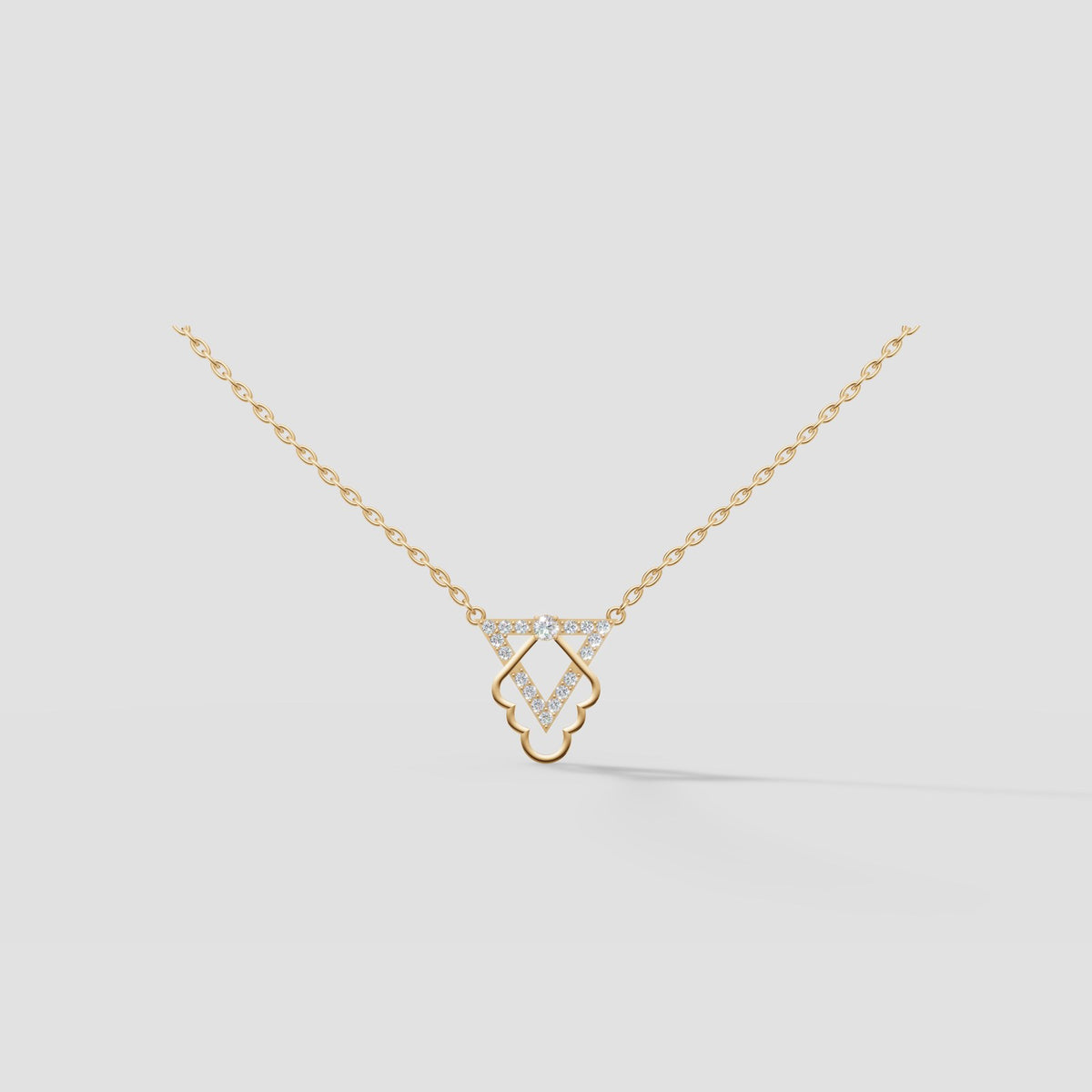 Prism Open Heart Necklace in Yellow Gold