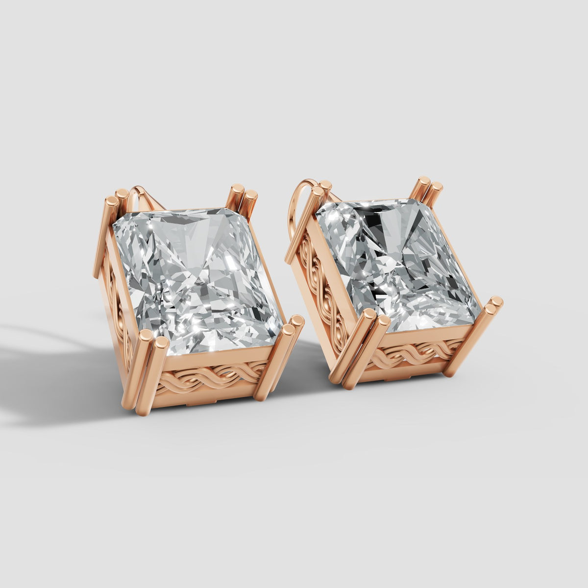 Radiant Filigree Drops in Rose Gold