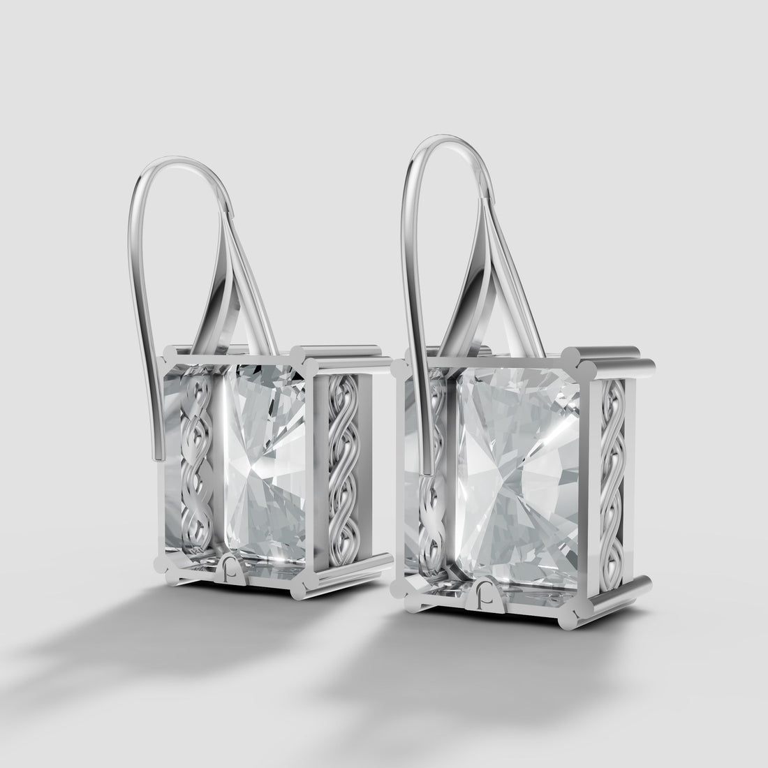 Radiant Filigree Drops in White Gold