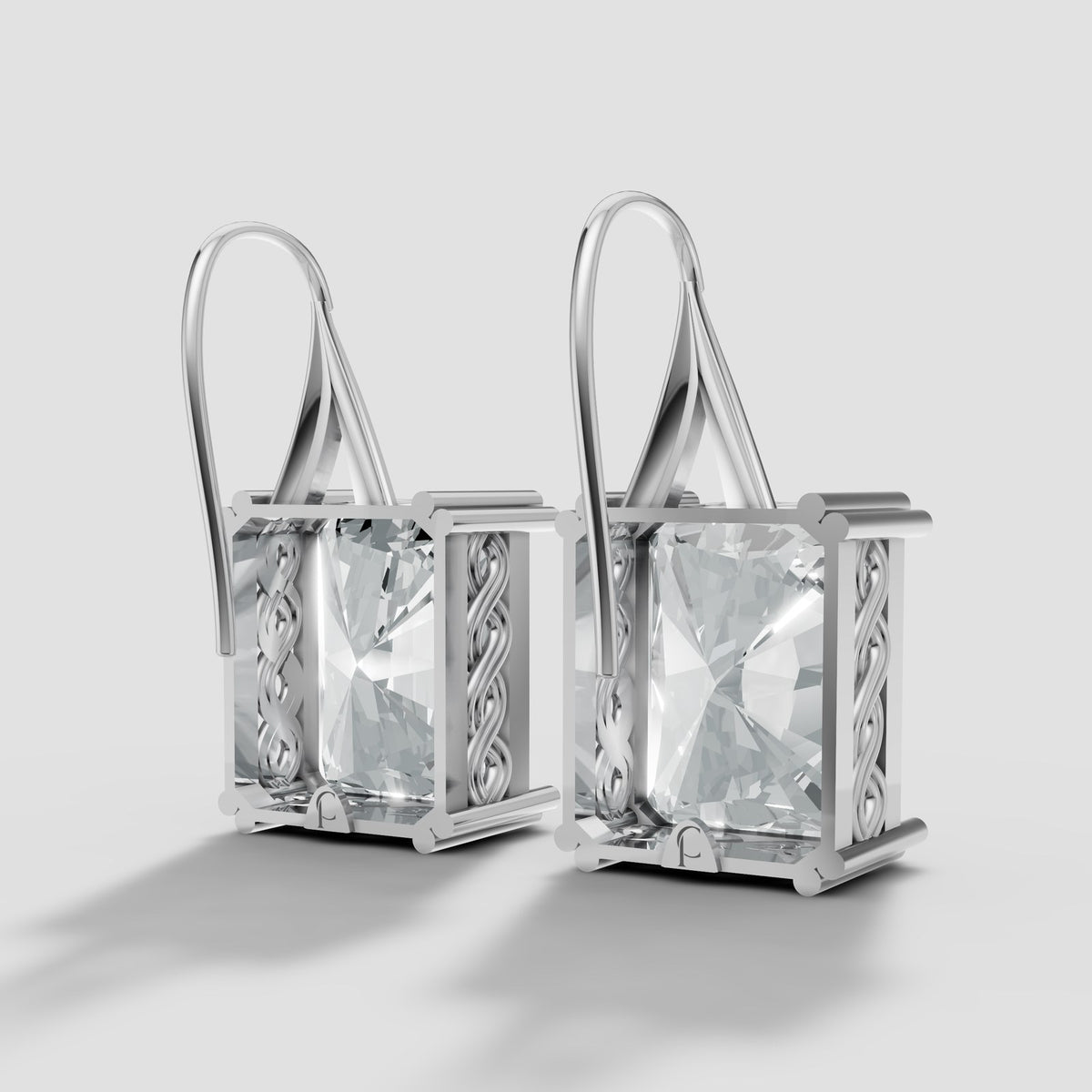 Radiant Filigree Drops in White Gold