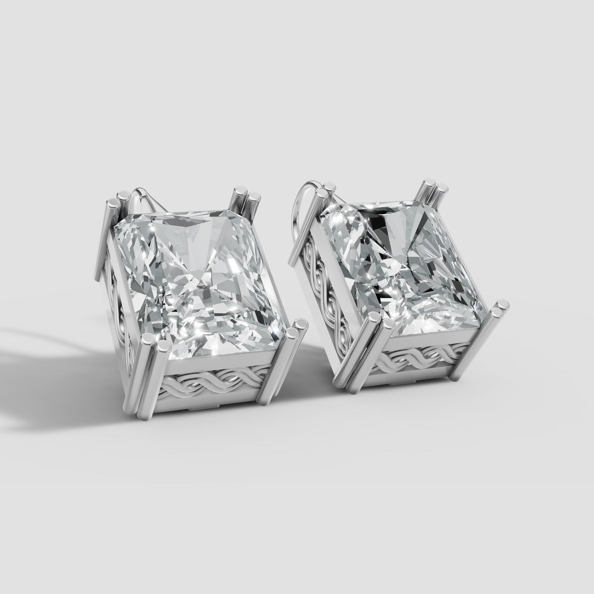 Radiant Filigree Drops in White Gold