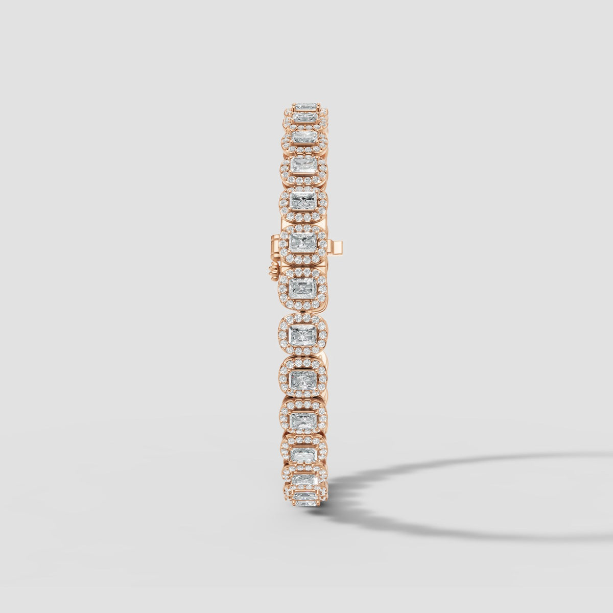 Radiant Halo Tennis Bracelet in Rose Gold
