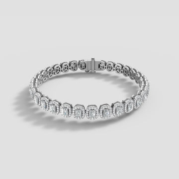 Radiant Halo Tennis Bracelet in White Gold