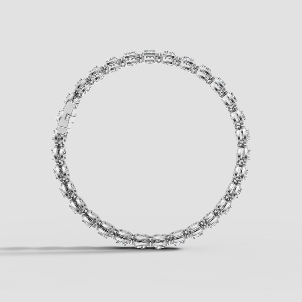 Radiant Halo Tennis Bracelet in White Gold