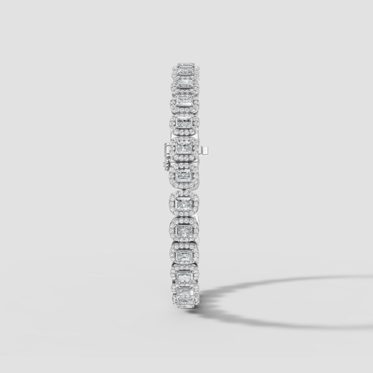 Radiant Halo Tennis Bracelet in White Gold
