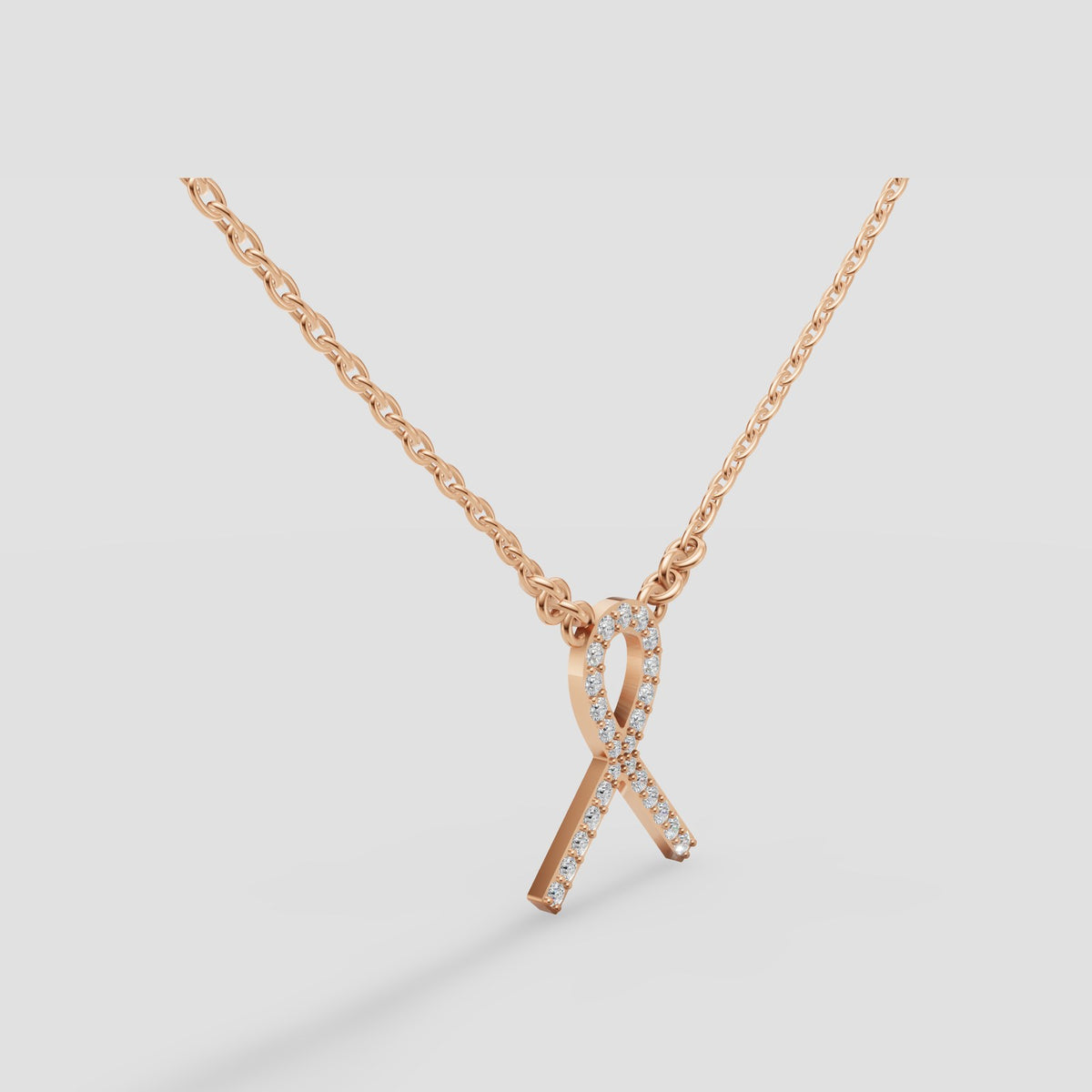 Ribbon Pave Pendant in Rose Gold