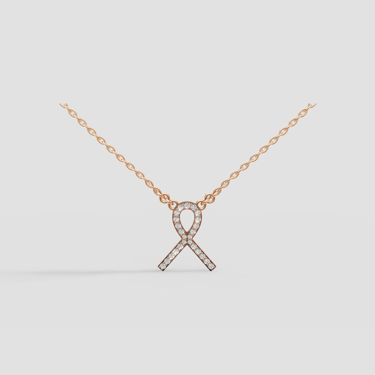 Ribbon Pave Pendant in Rose Gold