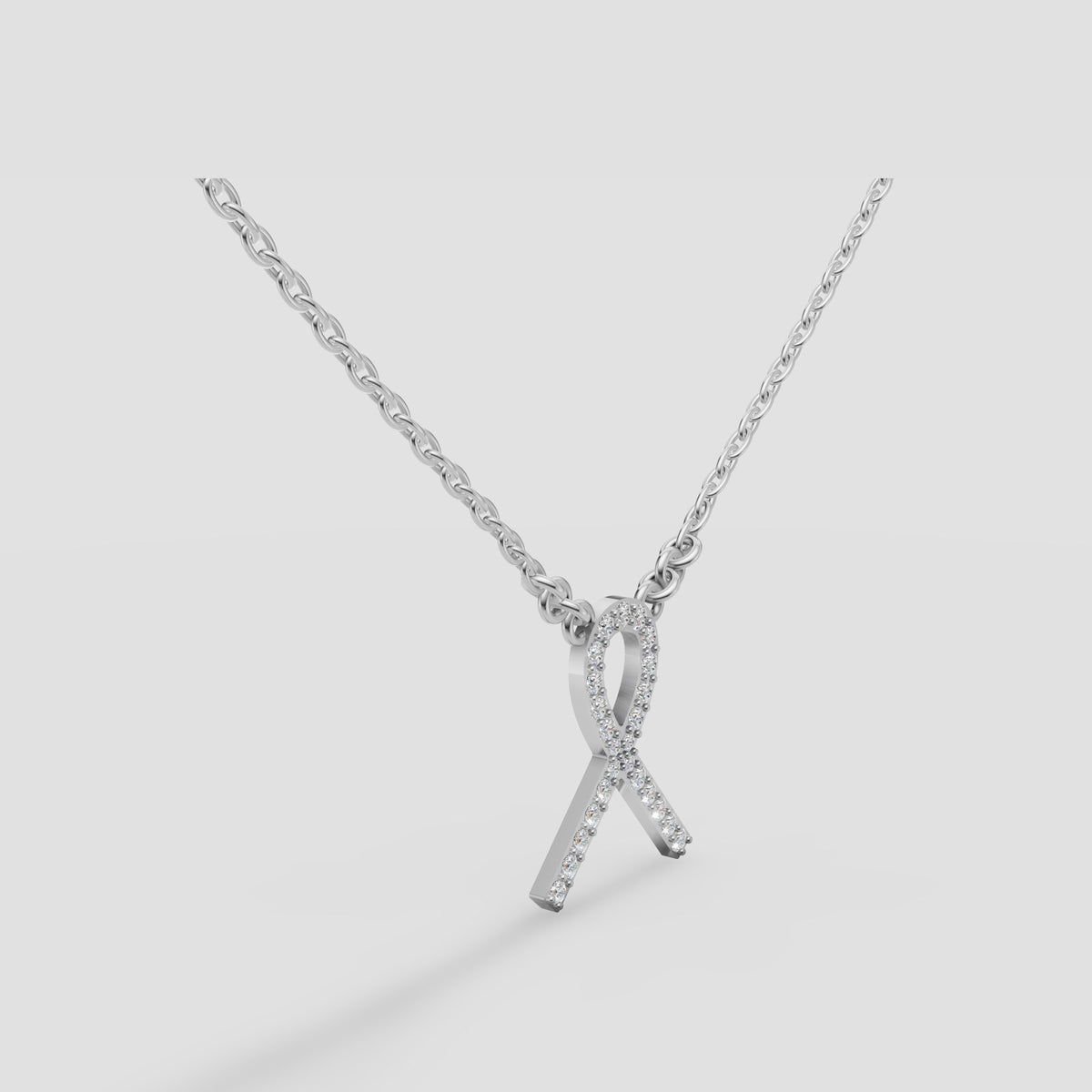 Ribbon Pave Pendant in White Gold
