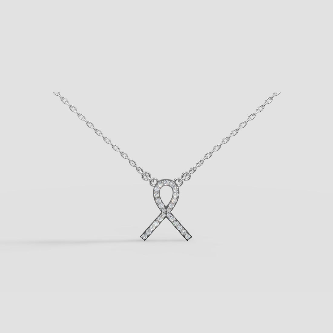 Ribbon Pave Pendant in White Gold