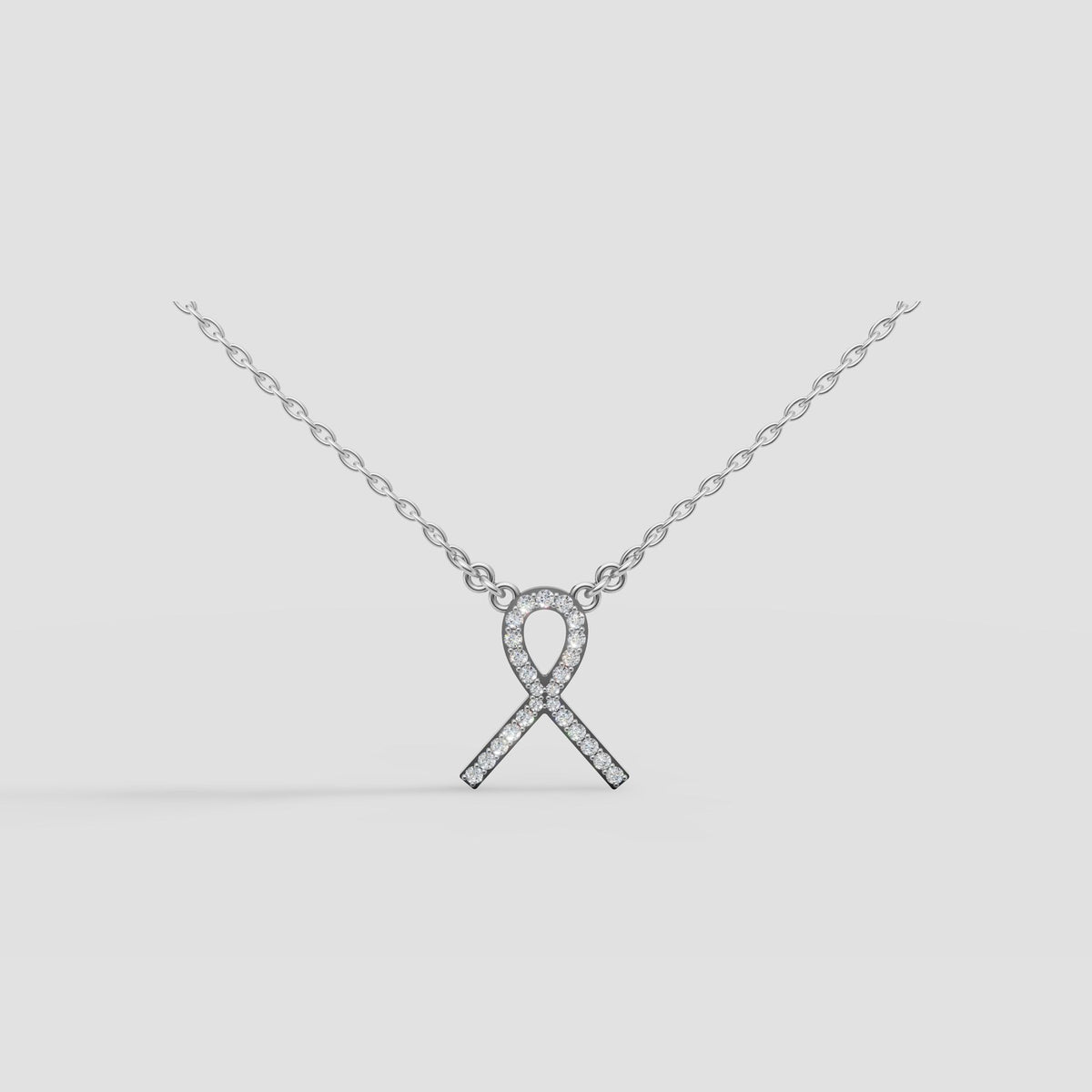 Ribbon Pave Pendant in White Gold