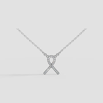Ribbon Pave Pendant in White Gold