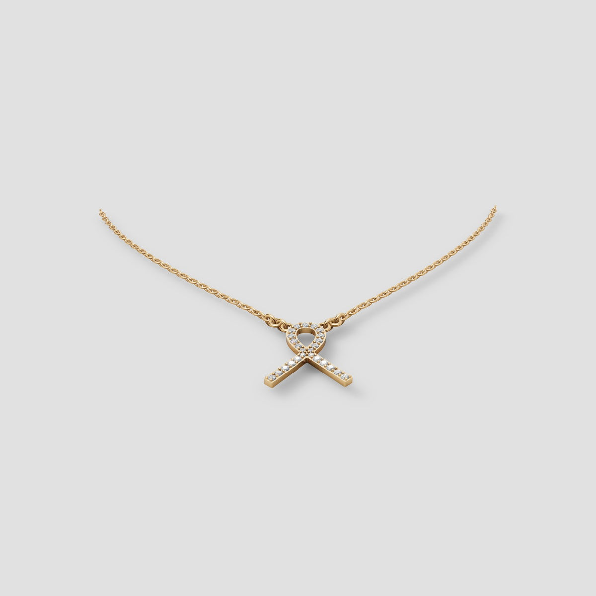 Ribbon Pave Pendant in Yellow Gold