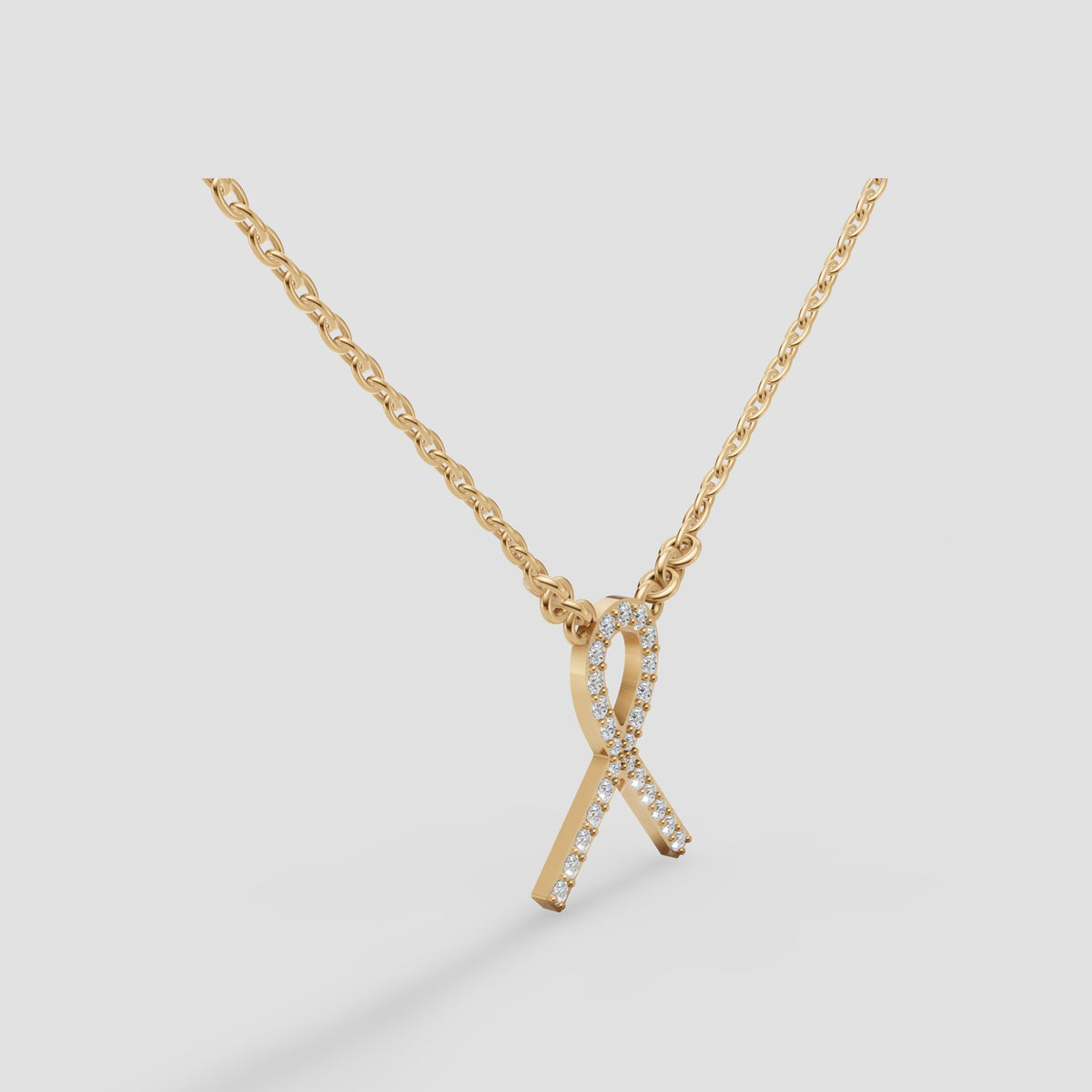Ribbon Pave Pendant in Yellow Gold