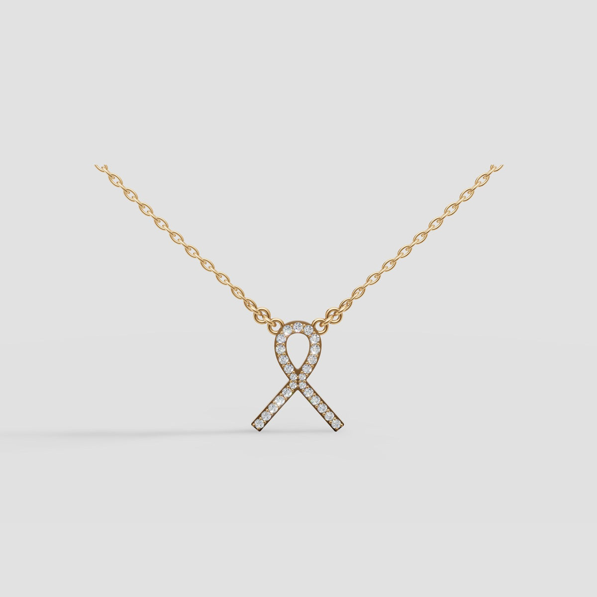 Ribbon Pave Pendant in Yellow Gold