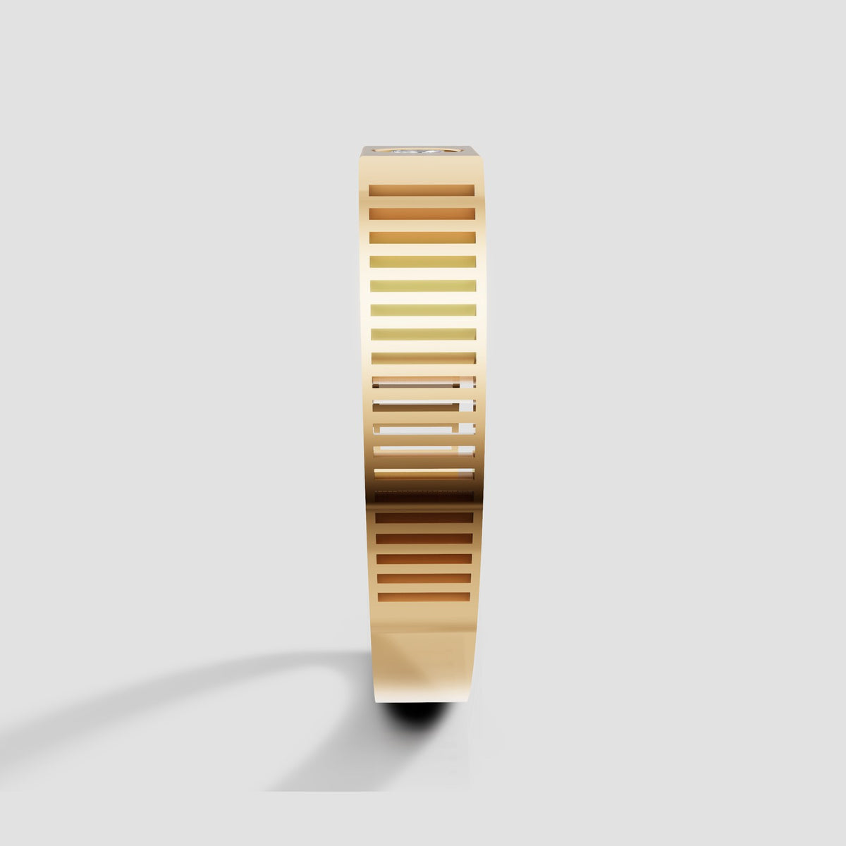 Ronan Ribbed Solitaire in Yellow Gold