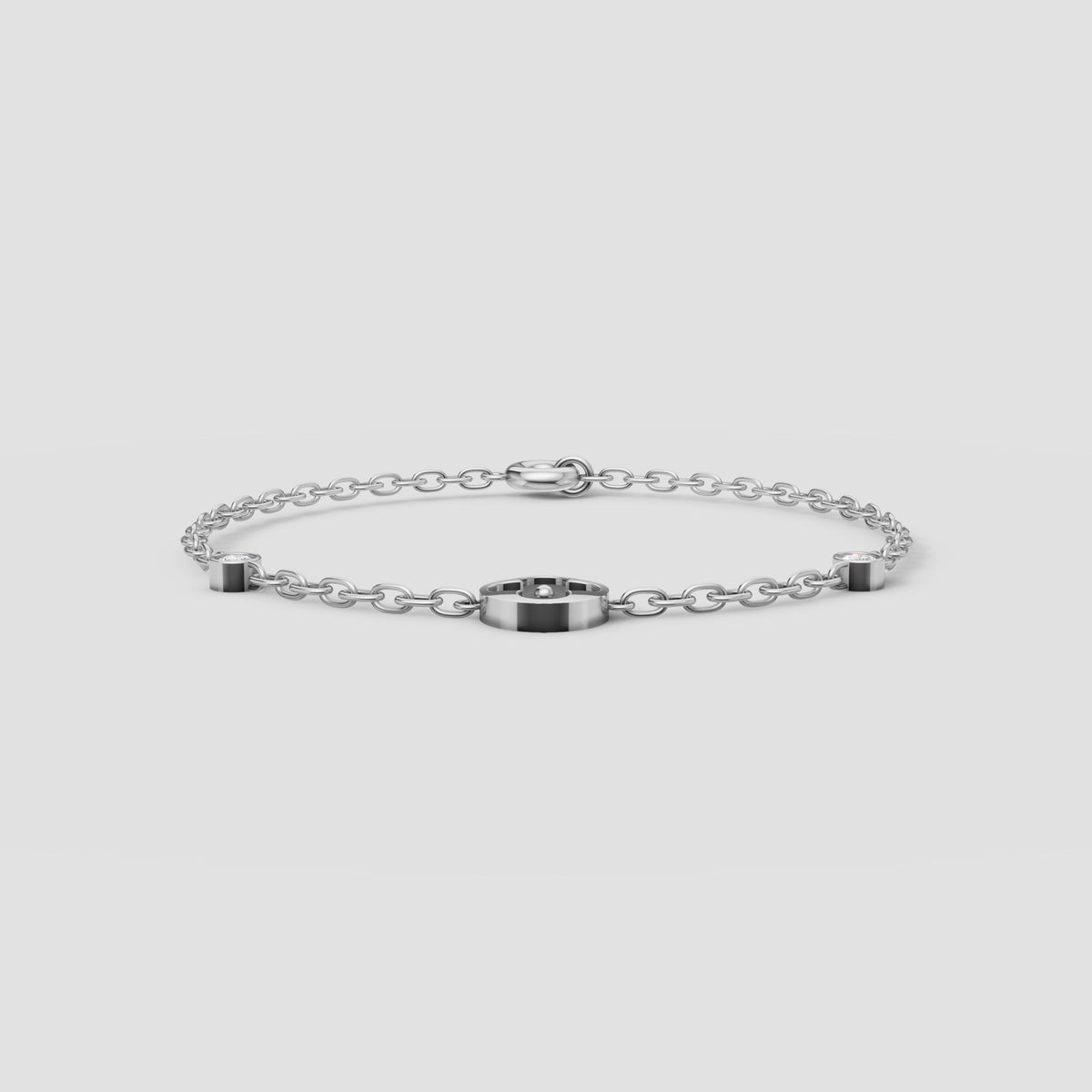 Rosa Bezel Chain Bracelet in White Gold