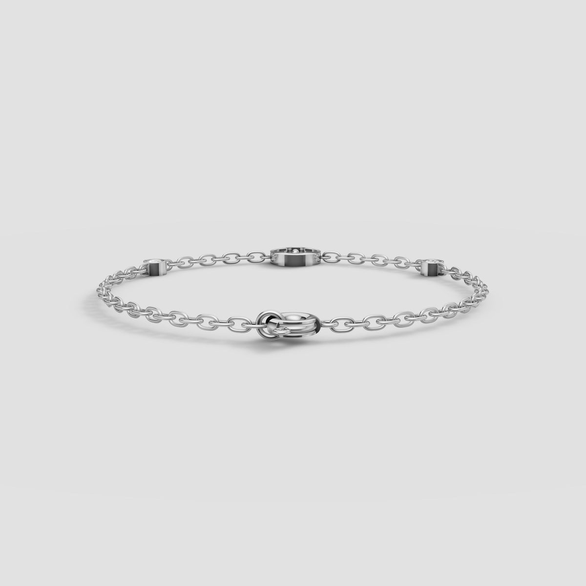 Rosa Bezel Chain Bracelet in White Gold