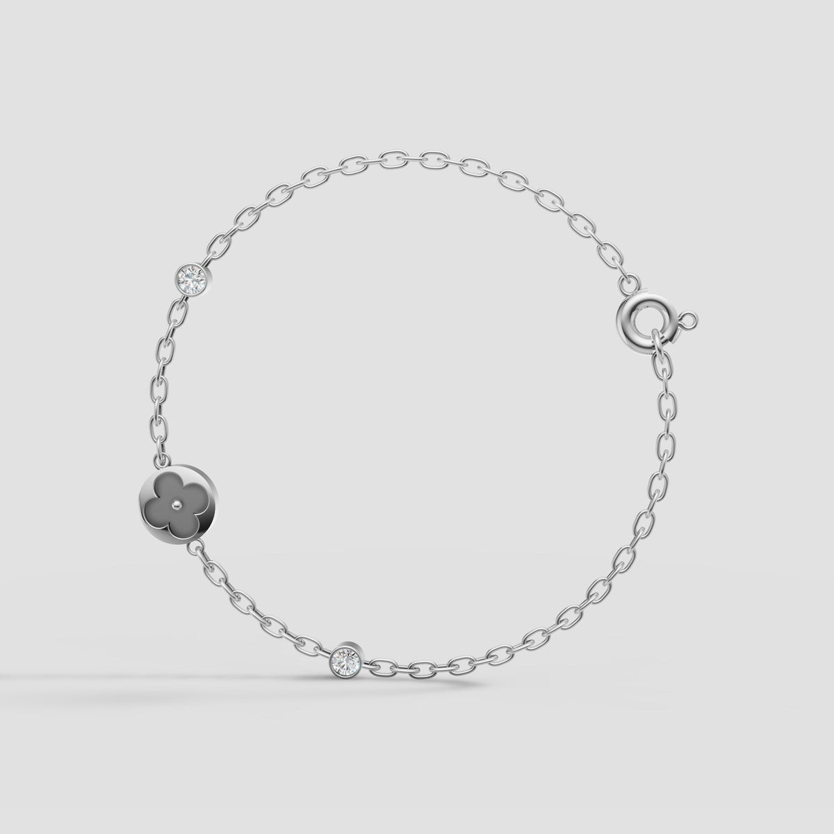 Rosa Bezel Chain Bracelet in White Gold