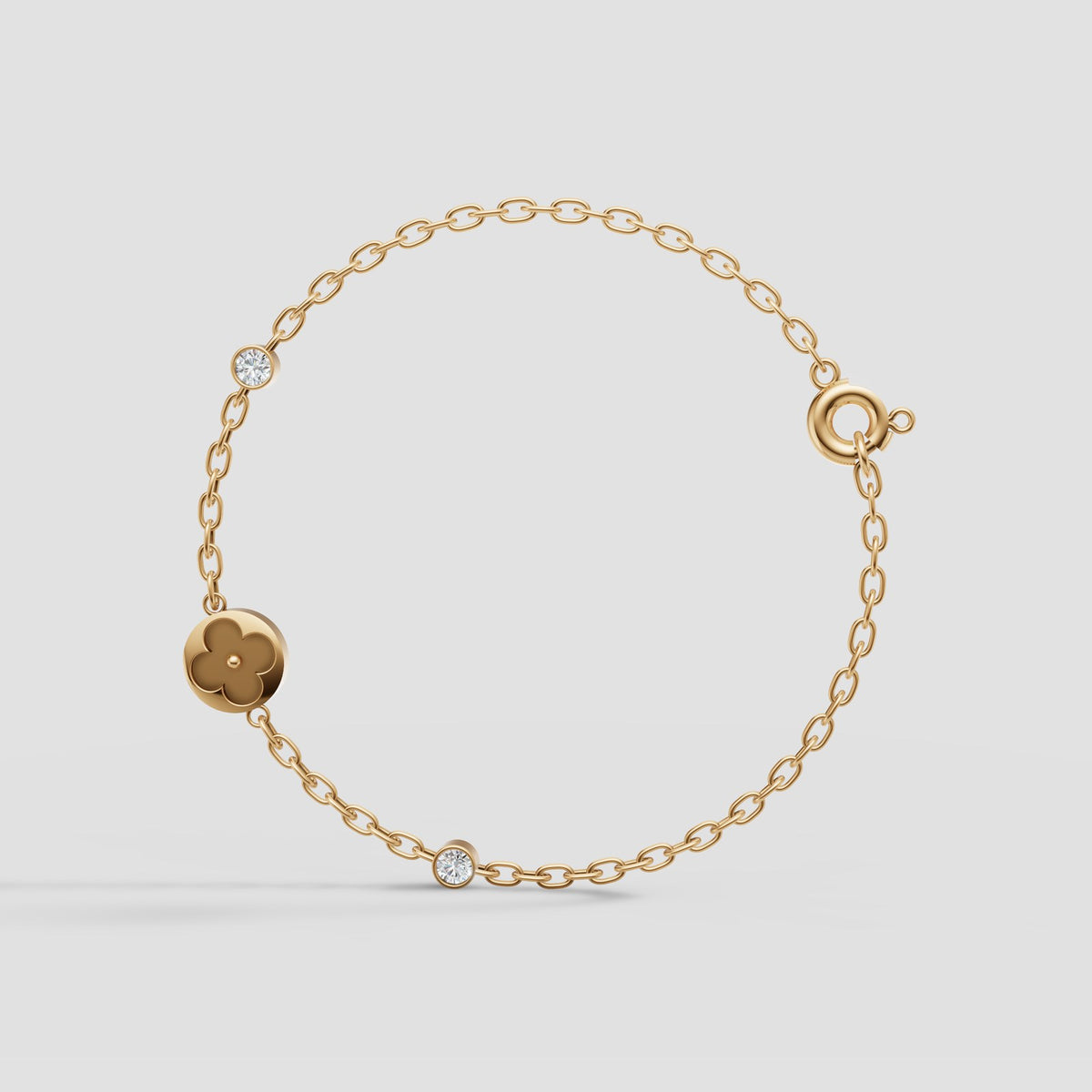 Rosa Bezel Chain Bracelet in Yellow Gold