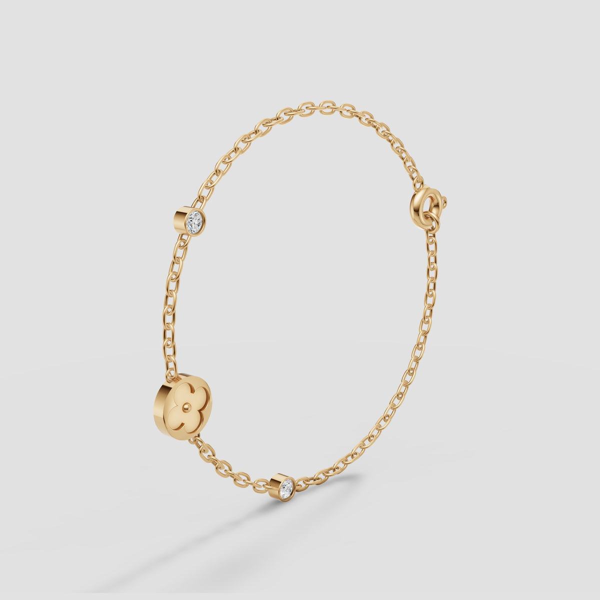 Rosa Bezel Chain Bracelet in Yellow Gold