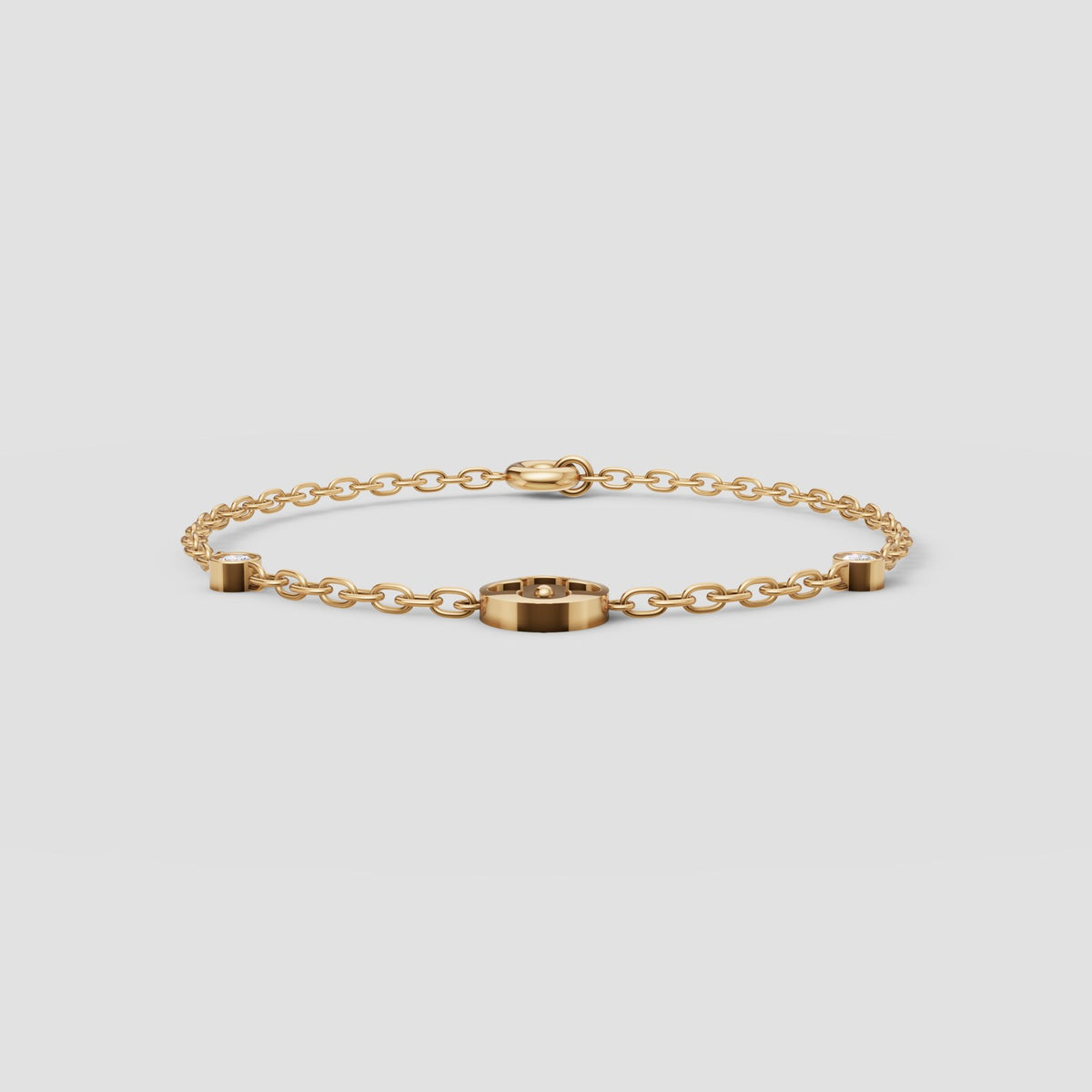 Rosa Bezel Chain Bracelet in Yellow Gold