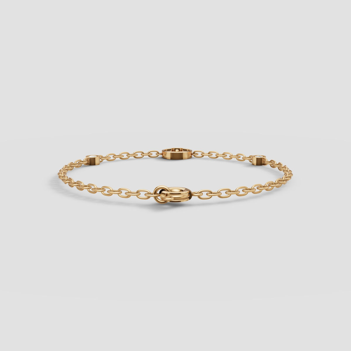 Rosa Bezel Chain Bracelet in Yellow Gold