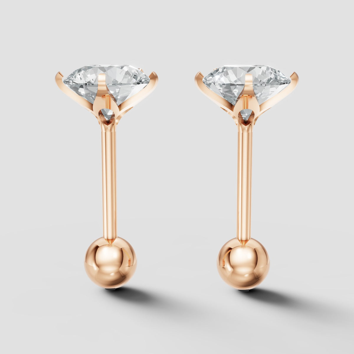 Round Martini Studs in Rose Gold