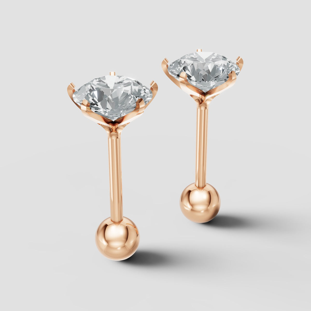 Round Martini Studs in Rose Gold