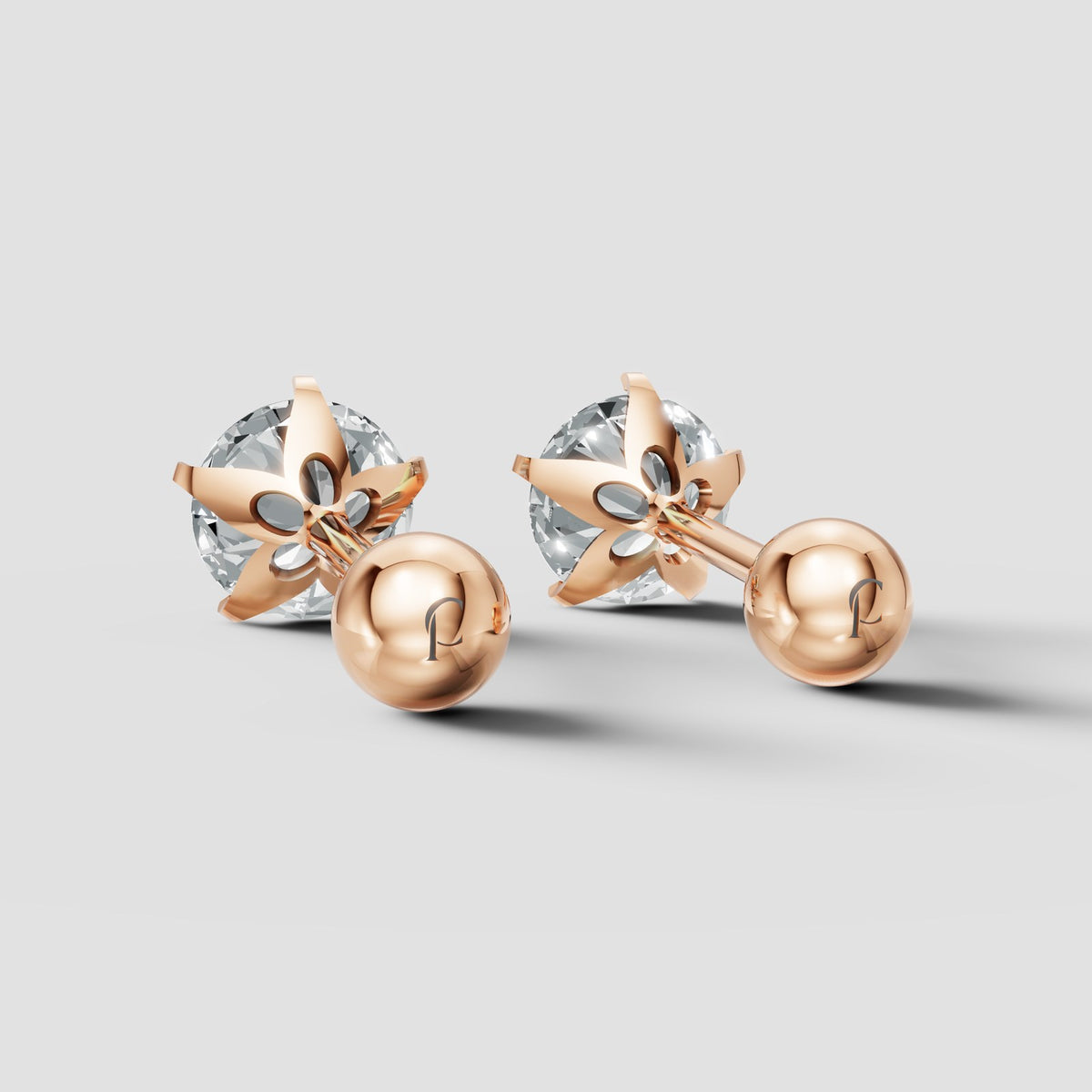 Round Martini Studs in Rose Gold