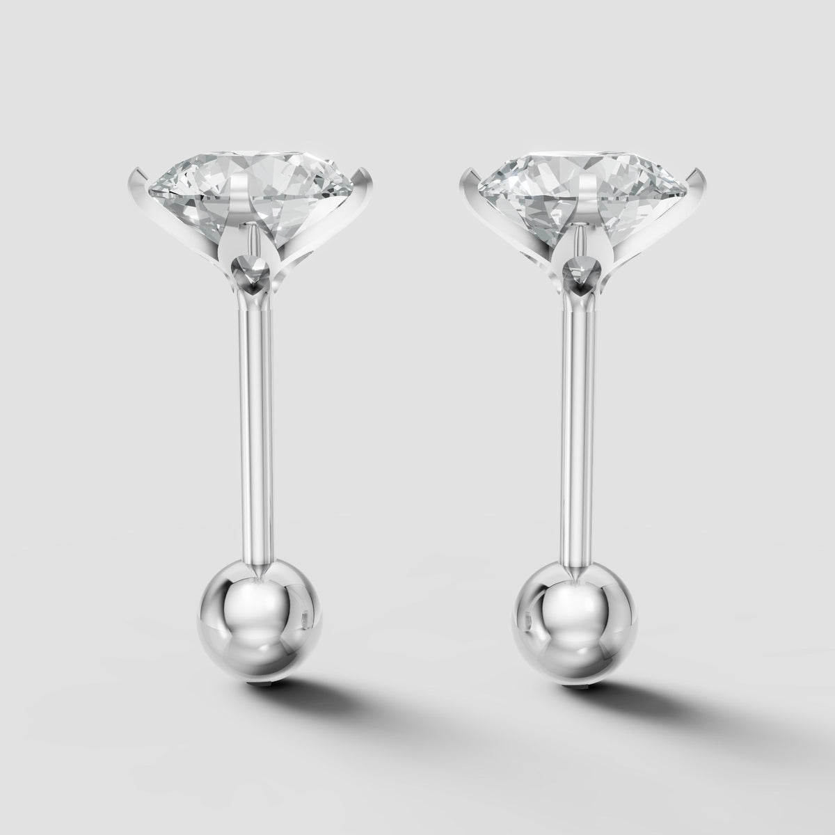 Round Martini Studs in White Gold