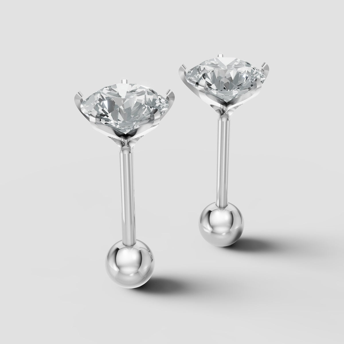 Round Martini Studs in White Gold