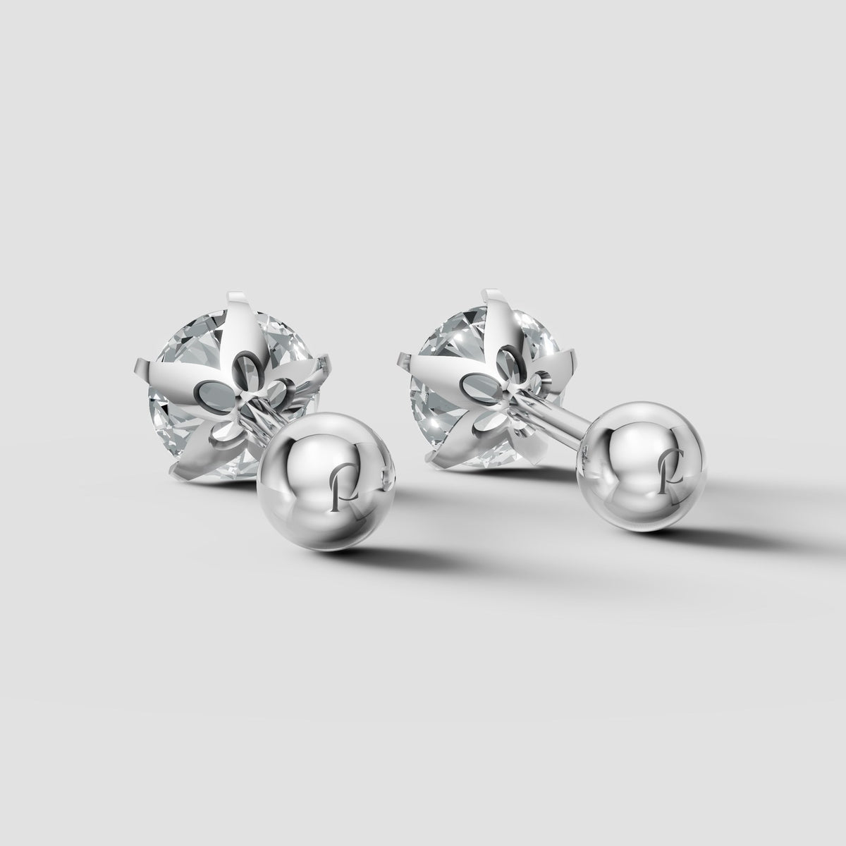 Round Martini Studs in White Gold