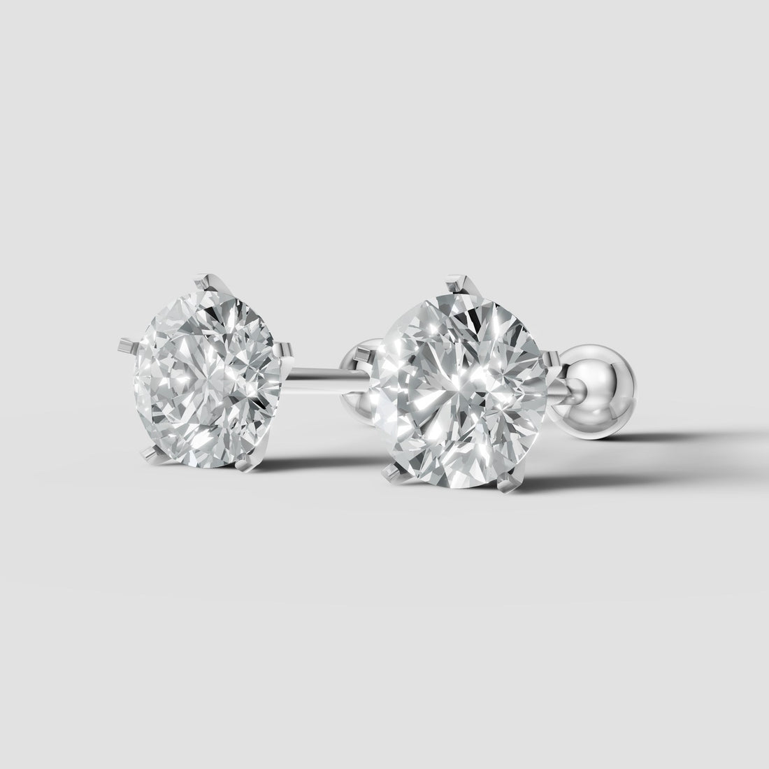 Round Martini Studs in White Gold