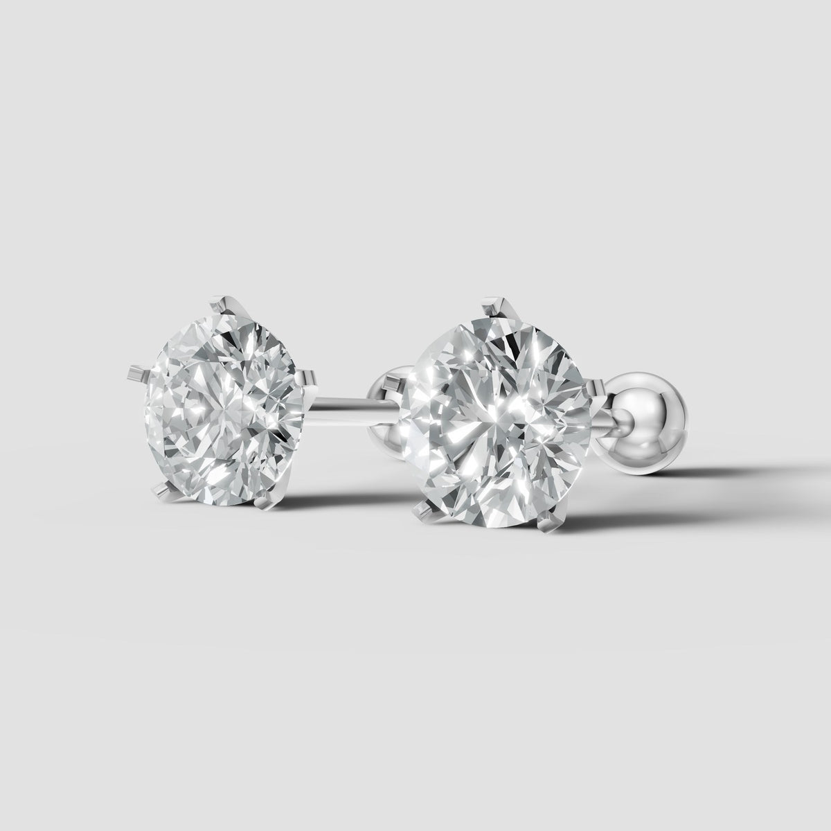 Round Martini Studs in White Gold