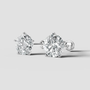 Round Martini Studs in White Gold