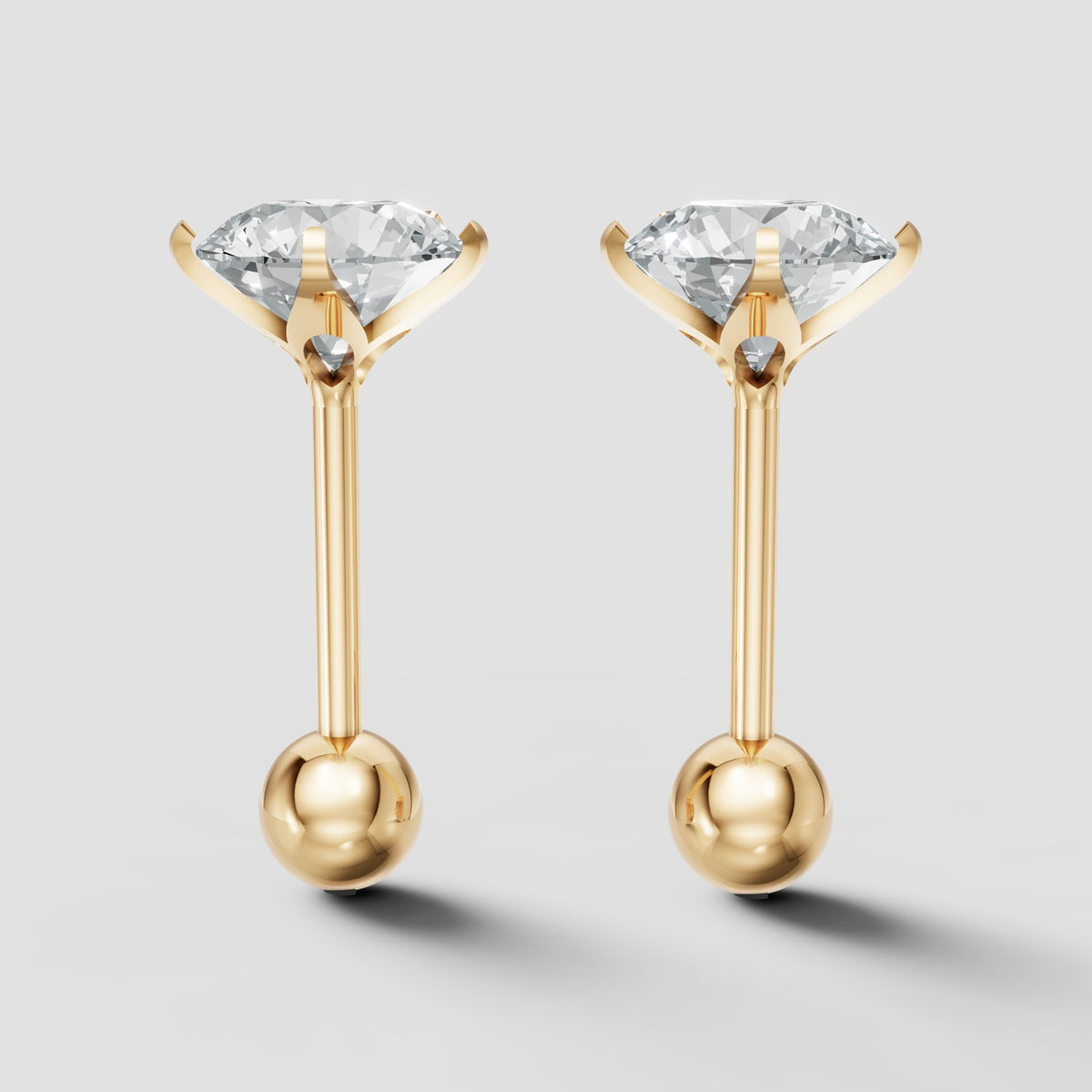 Round Martini Studs in Yellow Gold