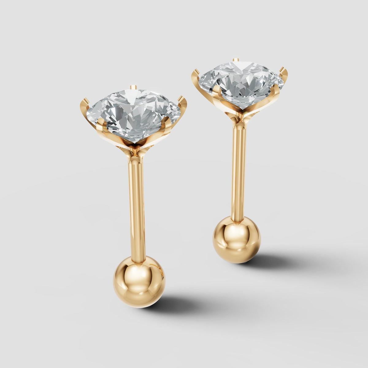 Round Martini Studs in Yellow Gold
