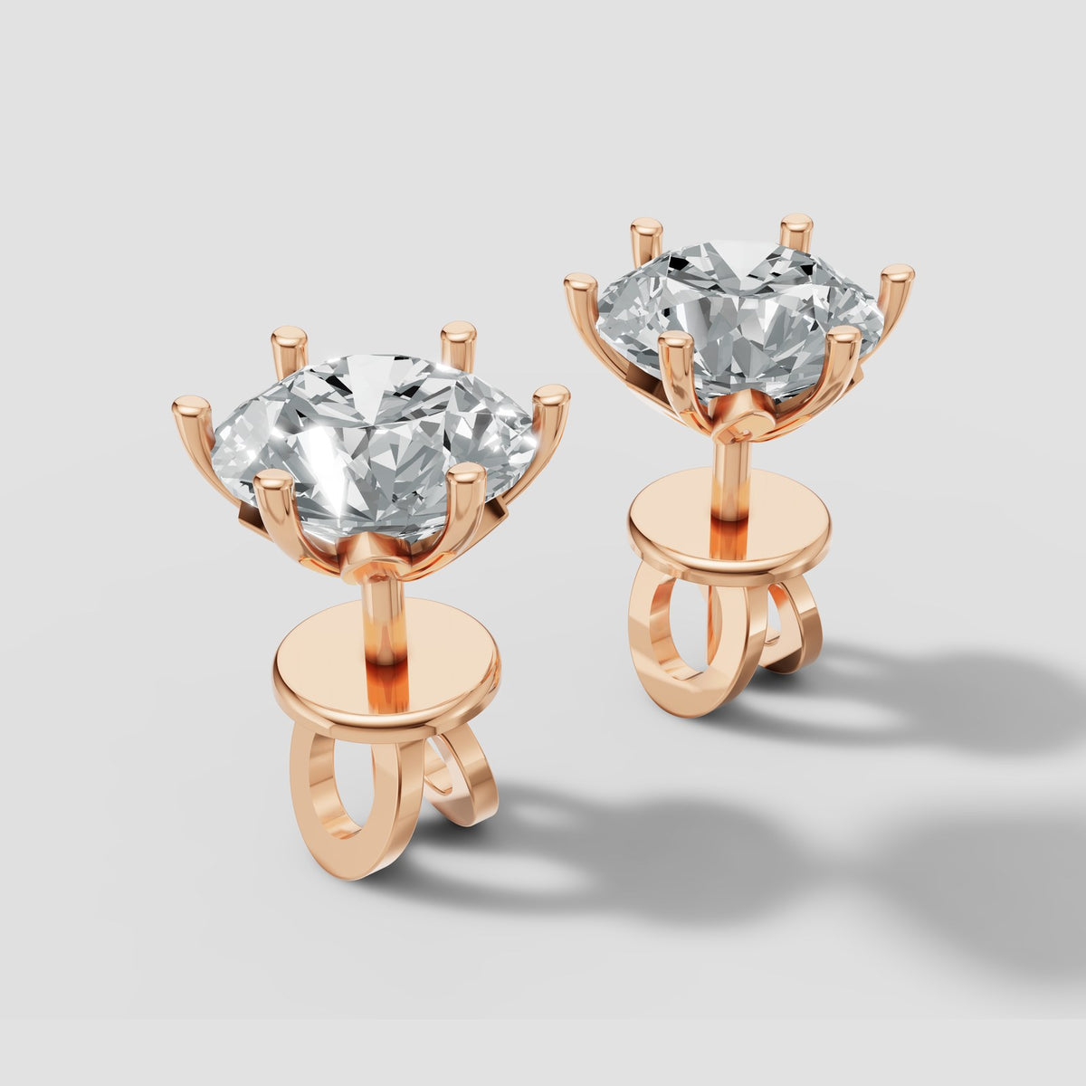 Round Six Prong Studs in Rose Gold
