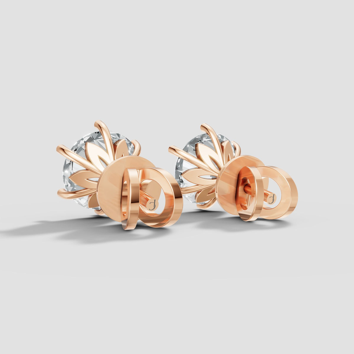 Round Six Prong Studs in Rose Gold