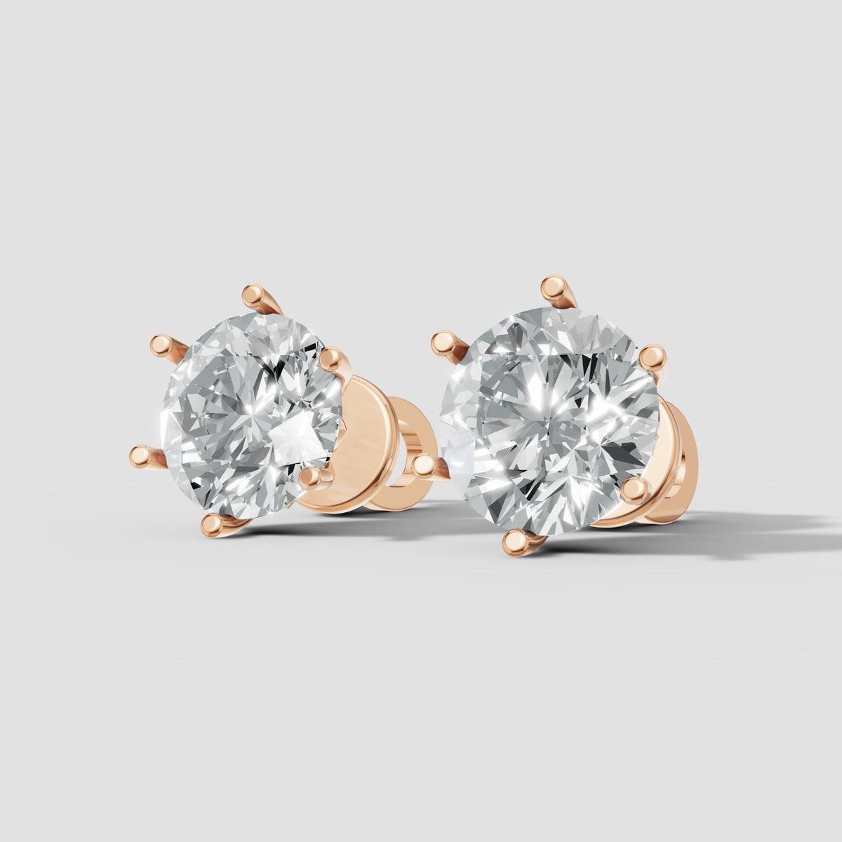 Round Six Prong Studs in Rose Gold