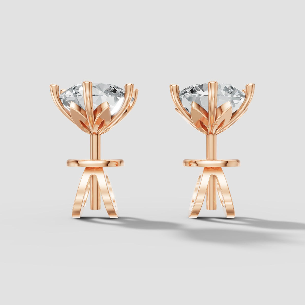 Round Six Prong Studs in Rose Gold