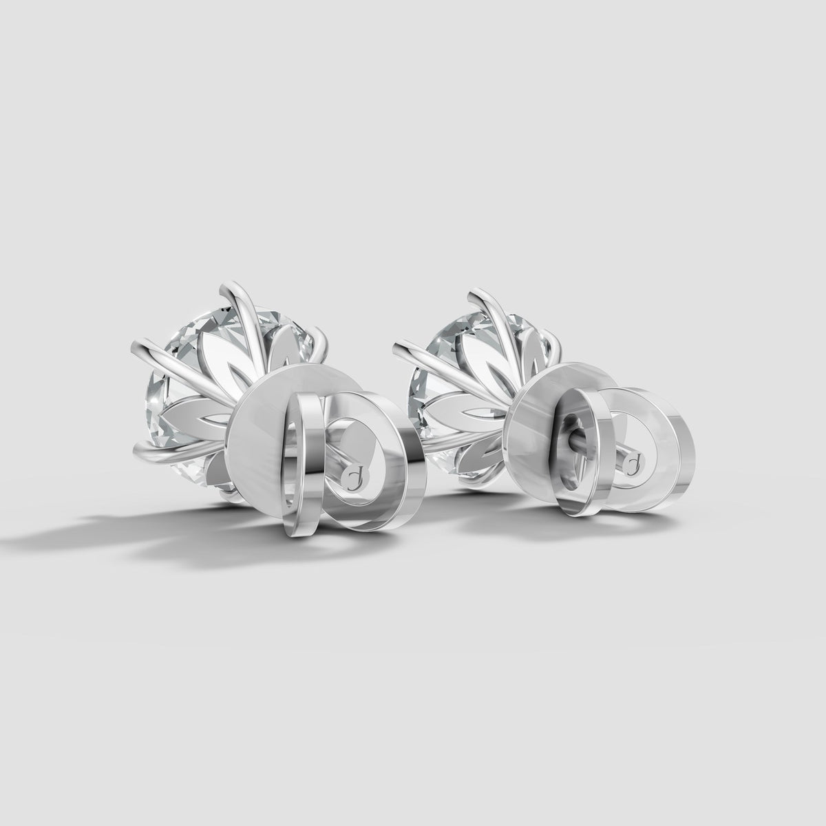 Round Six Prong Studs in White Gold