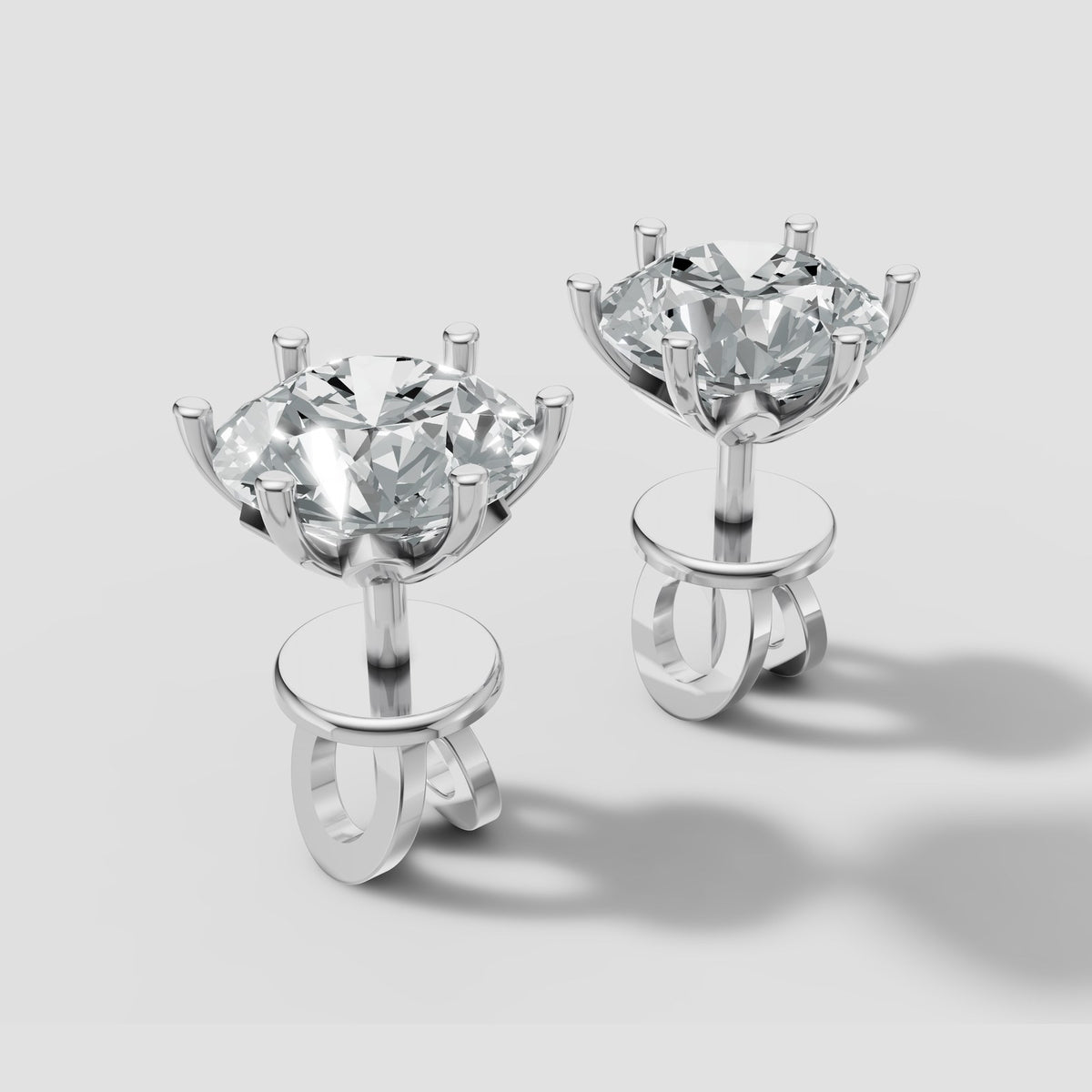 Round Six Prong Studs in White Gold