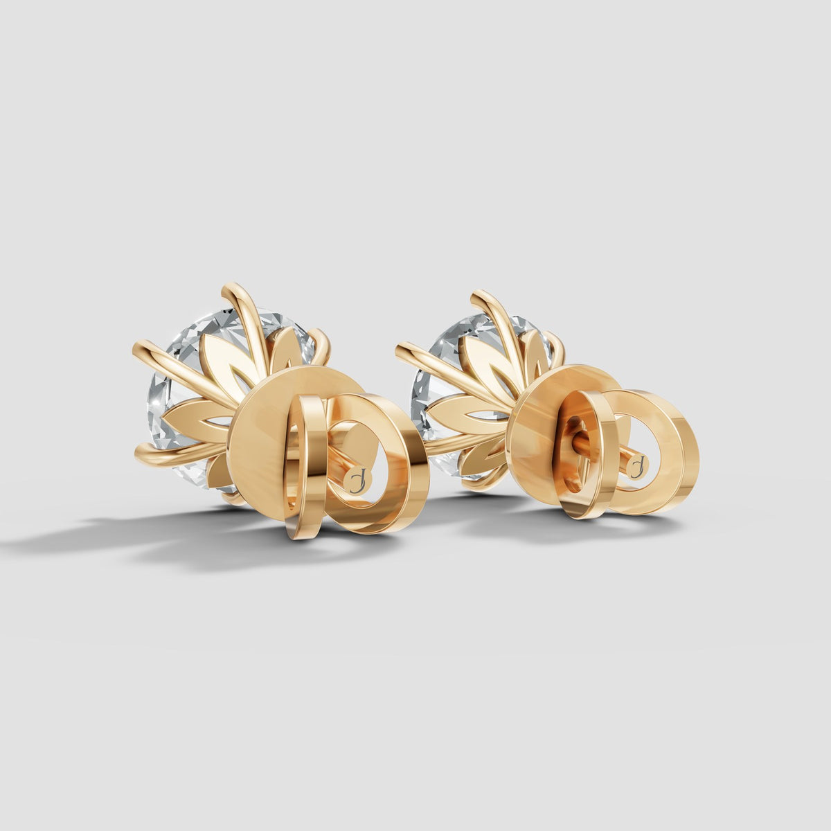 Round Six Prong Studs in Yellow Gold