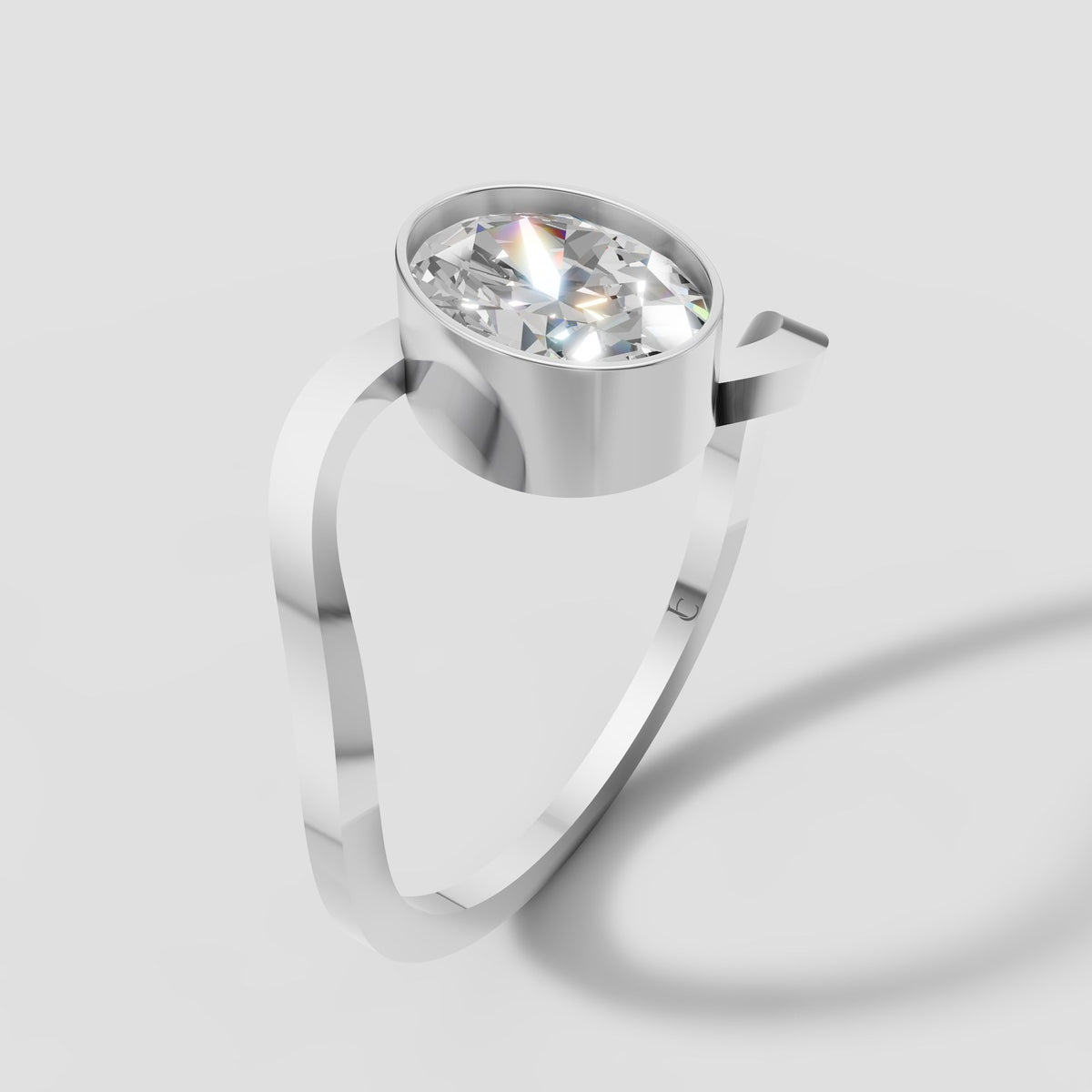 Saskia East West Oval in White Gold