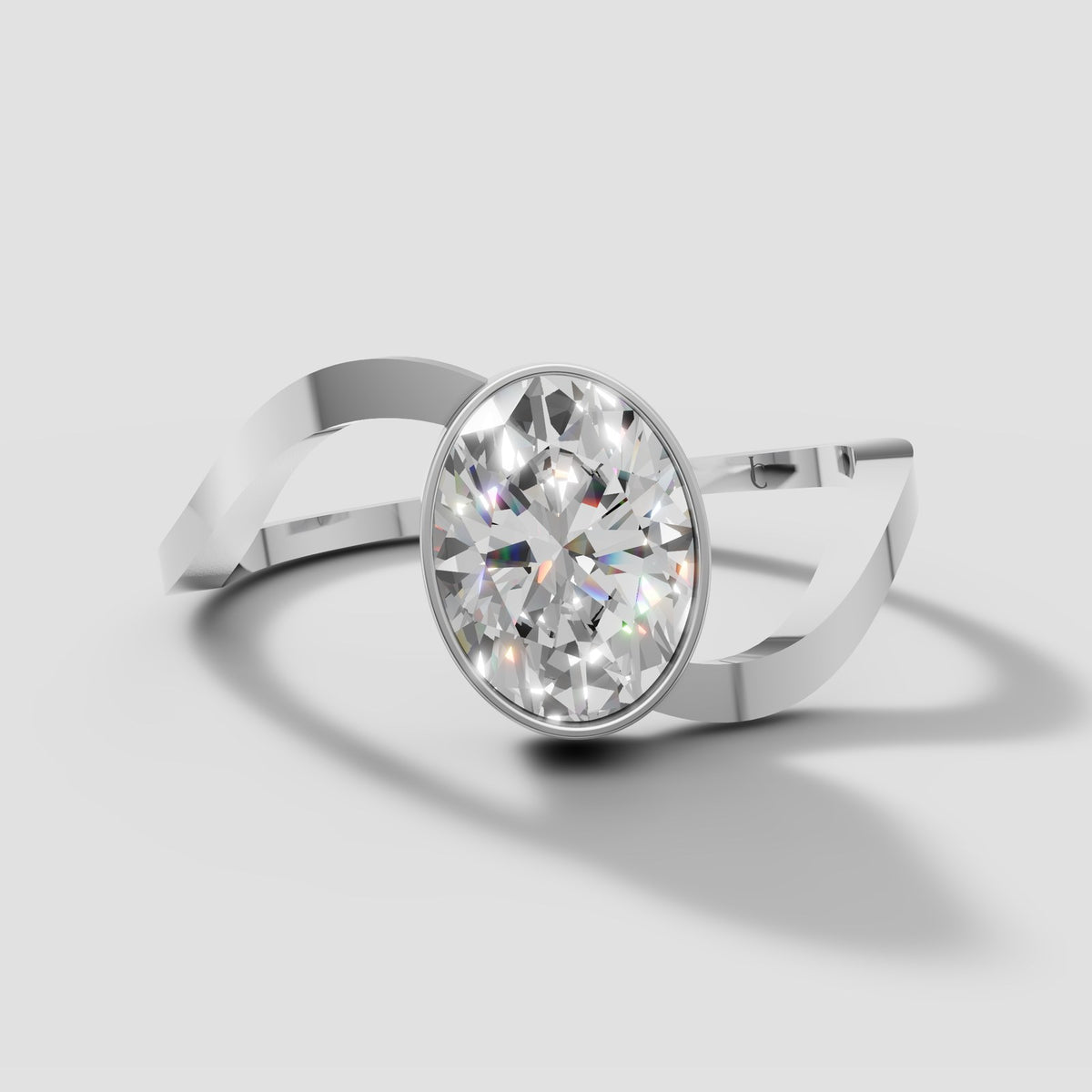 Saskia East West Oval in White Gold