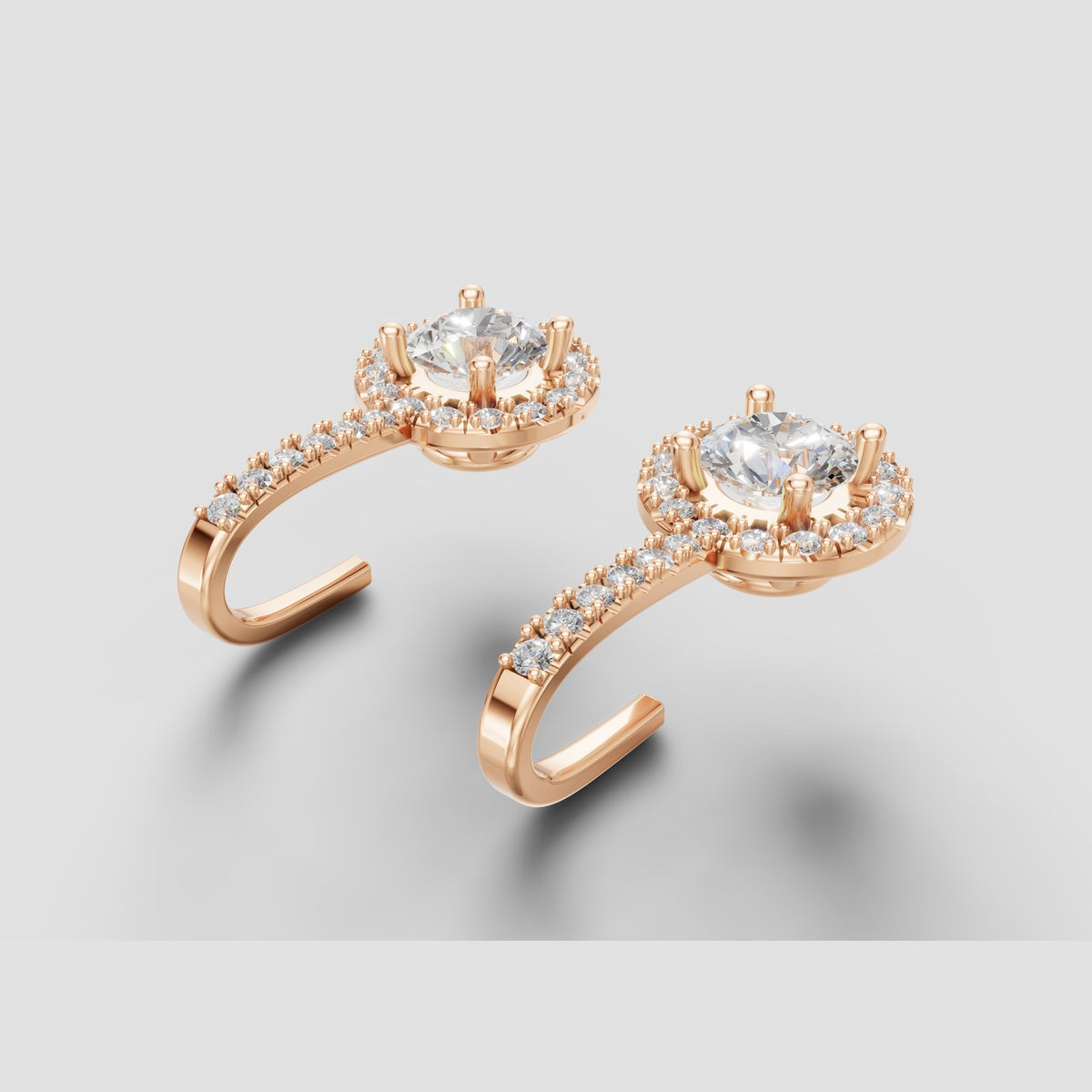 Seren Halo Drops in Rose Gold