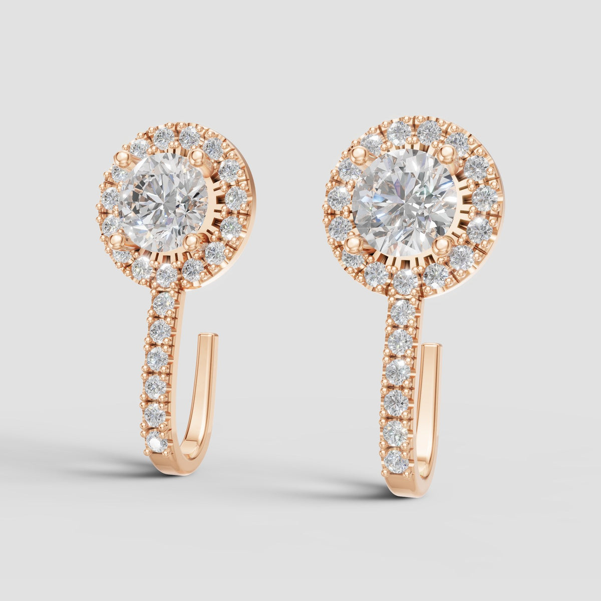 Seren Halo Drops in Rose Gold